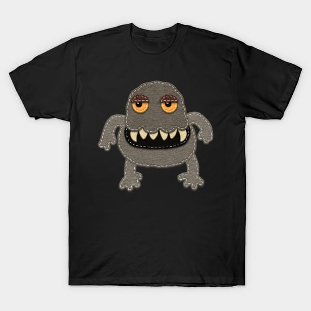 Little Brown Monster | Felt Look | Halloween Sticker T-Shirt by CheriesArt